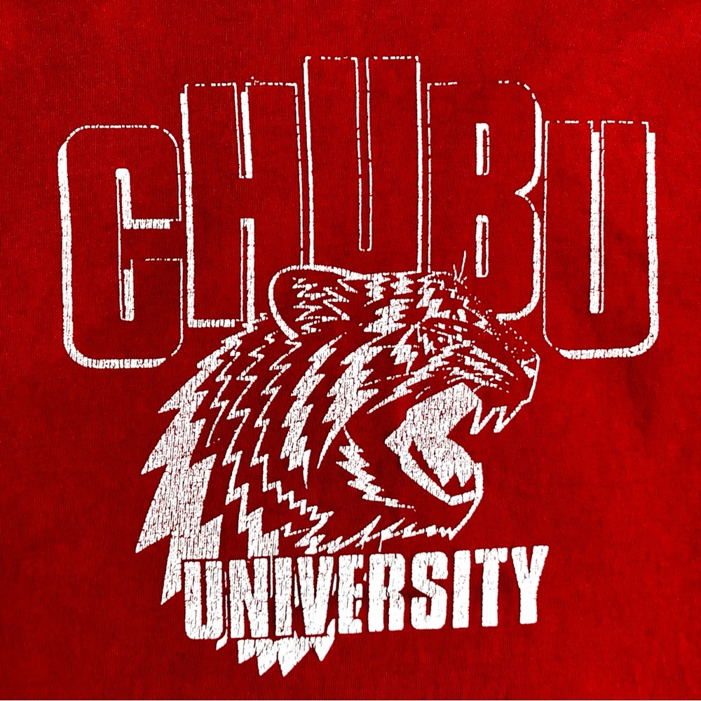 Vibrant Red True Vintage y2k Japanese Chubu University Tiger T-Shirt, Size M
